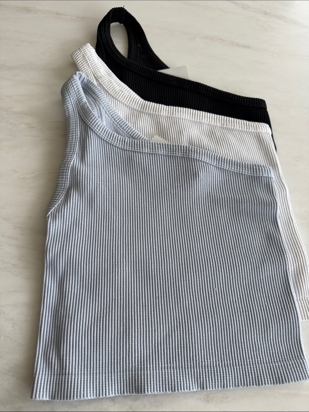 Nikibiki One-Shoulder Ribbed Crop Top O/S NWT lighter blue